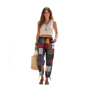Patchwork Handcrafted Hippie boho Handmade Pants L unisex